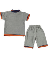 Compleu vara baieti, tricou si pantaloni scurti, Road Course, bumbac, gri